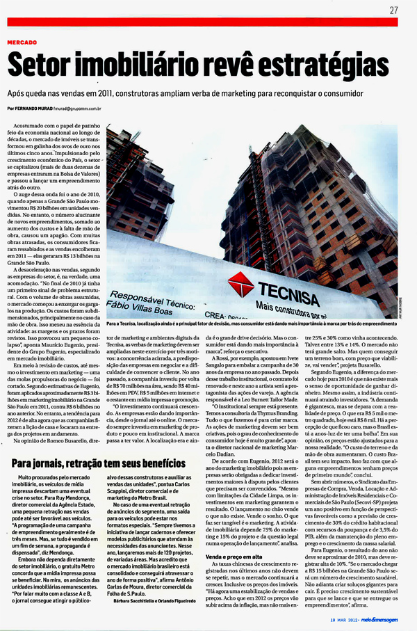 tecnisa é destaque na capa da revista Meio&Mensagem com sua estratégia de marketing
