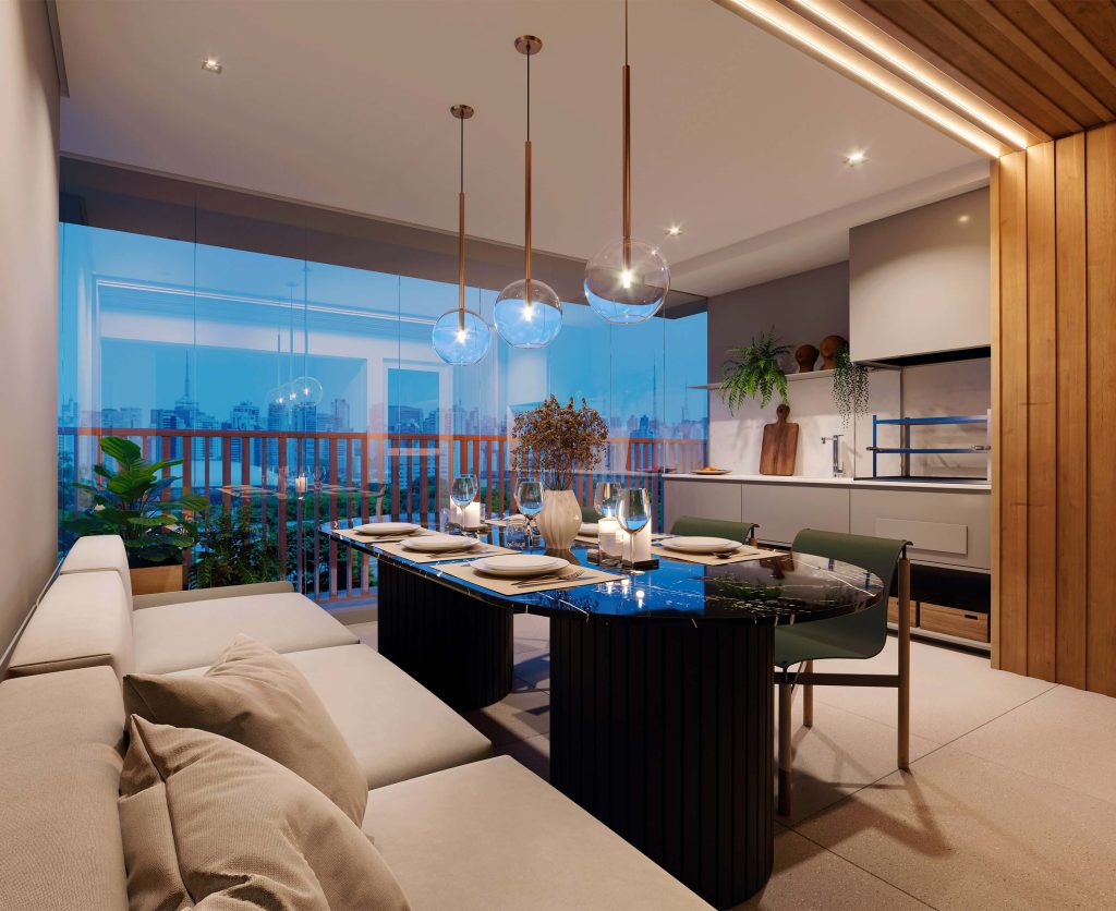 Varanda gourmet do Highlights Dr. Nelson Moretti - Apartamento no Jardim Prudência