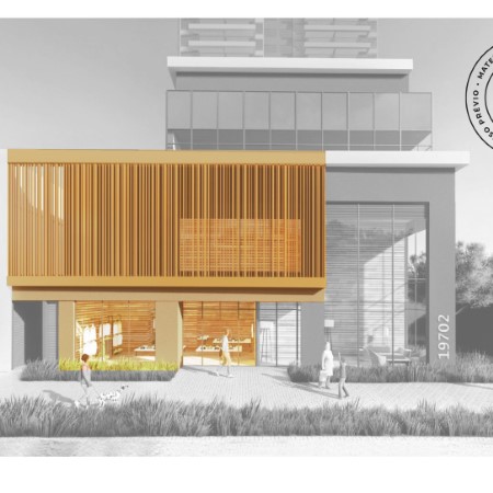 Perspectiva ilustrativa da fachada da Loja 1 de 119 m²