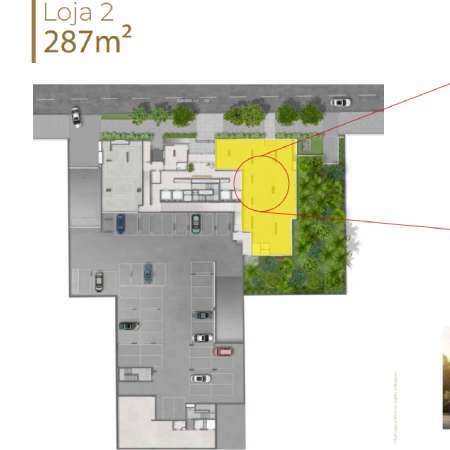Perspectiva ilustrativa da planta da Loja 2 de 287 m²